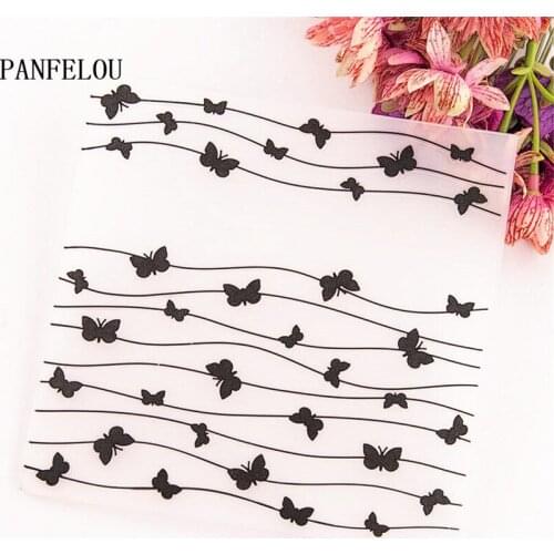 PANFELOU silk butterfly vine Embossing folders Plastic For Scrapbooking DIY Template Fondant Cake Photo Album Easter Card Making