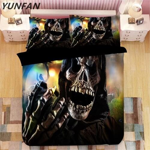 3D skull Bedding Sets twin full queen king Duvet Cover Bed Set black Bedclothes fashion pillowcase quilt cover sets Home textile