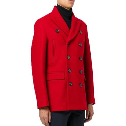 Casual Blazer Men Jacket Youth Woolen Overcoat Double-breasted Autumn And Winter Suit Collar Suits New Plus Size Clothing