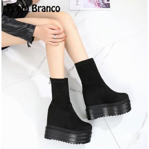 PRETO BRANCO Ankle Boots Thick Soles Boots Heels Single Bootsmuffin Shoes Boots Women Shoes Women Winter Boots ZYW-558-20