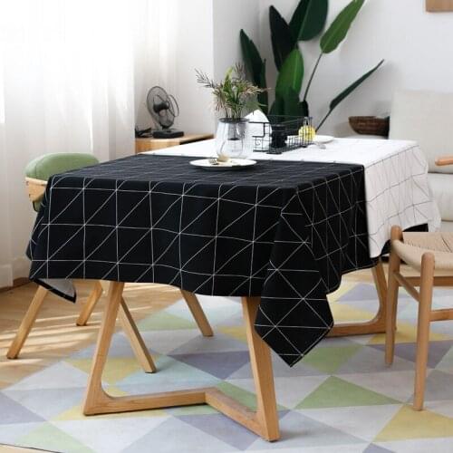 Simple and fashionable rectangular polyester lattice pattern kitchen dustproof tablecloth suitable for all seasons