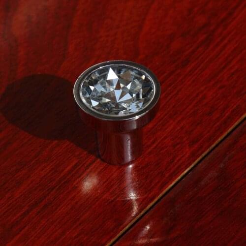 27mm modern simple fashion rhinestone drawer cabinet knobs pulls silver chrome glass crystal dresser cupboard door handles knobs