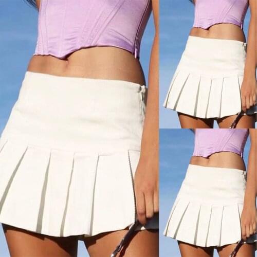 Sagace small foreign style summer new short skirt womens fashion pure color high waist splicing casual pleated skirt