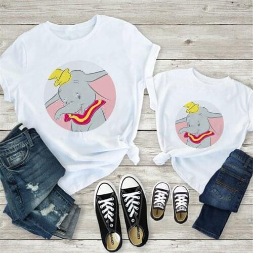 Family Matching Clothes Outfits Father Mother Son Daughter Unisex Dumbo Flying Elephant Print Tshirt Summer Graphic Family Tee