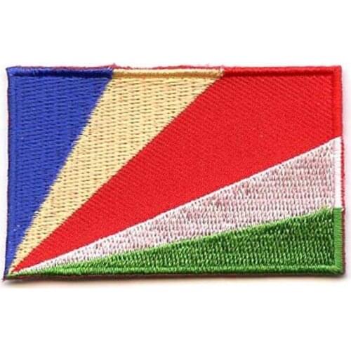 Seychelles Embroidered Emblem/Embroidery Patches Made by Twill with Heat Cut Broder and Iron On Backing MOQ50 pcs free shipping