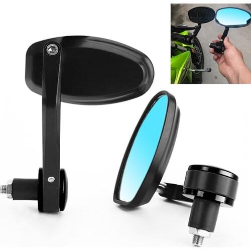 7/8" 22mm Motorcycle Rearview Blue Mirror Handlebar Bar End Rear View Mirrors Motorbike Sport bikes Side Mirror Moto Accessories
