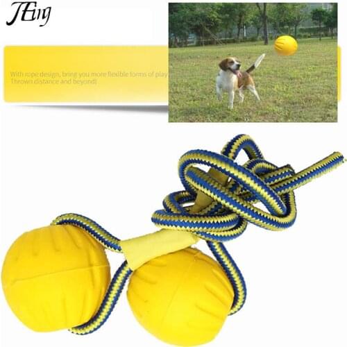 Pet Dog Training Chew Toy Indestructible Solid Rubber Ball Play Fetch Bite Carrier Rope Bite