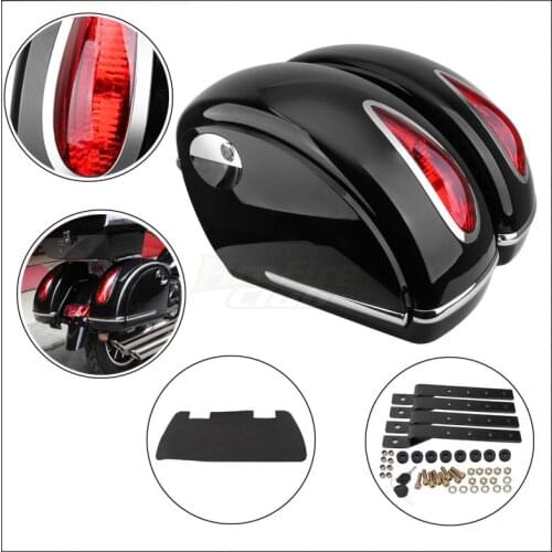 Universal Motorcycle LED Saddlebags Side Luggage Tank Tool Storage Hard Case For Harley For Honda For Yamaha For Kawasaki
