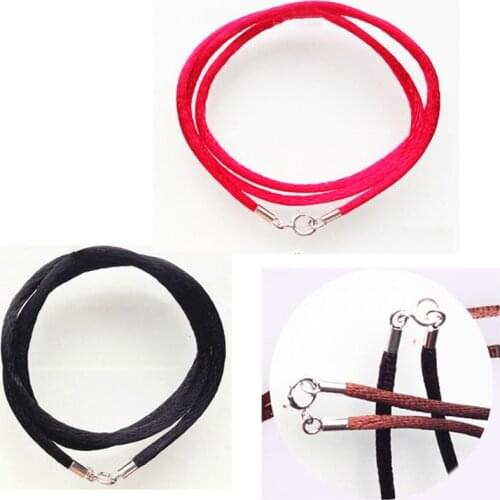 1.5mm 2mm Stainless Steel Cotton Thread Rope Cord 925 Silver Clasp for DIY Necklace Connectors Jewelry Making Supplies 40cm 45cm