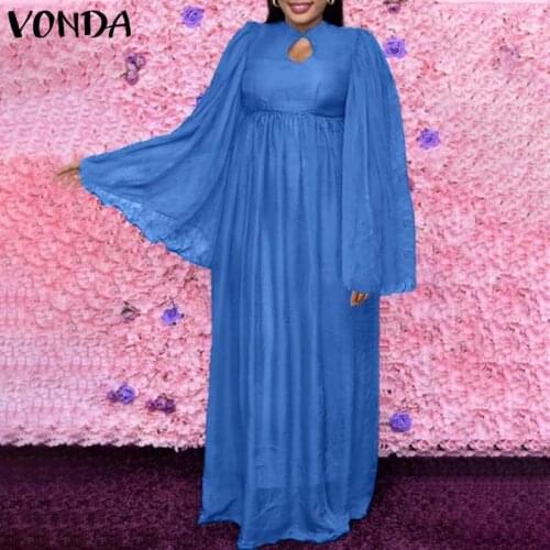 Long Sleeve Spring Dress Women Elegant Summer Party Maxi Long Dress 2021 VONDA Casual Long Robe Femme Beach Vestido