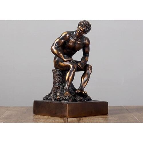 Vintage Abstract Resin David Thinker Human Body Decoration Art Figurines Office Garden Home Interior Showpiece Statue Sculpture