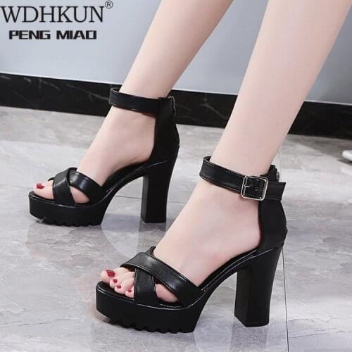 White Summer Sandal Shoes for Women 2021 New Arrival Sexy Peep Toe Thick Heels Sandals Platform Casual Russian Shoes Women W02