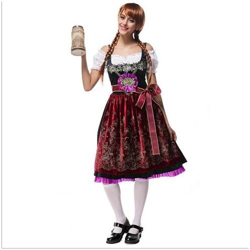 Adult Beer Girl Costume Oktoberfest Festival Costume Tavern Wench Beer Bar Maid Costume Fancy Dress Halloween Costumes M XL