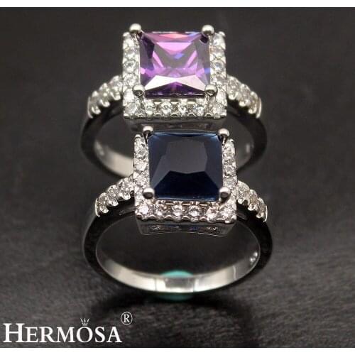 Elegant Square Design Pretty Ladies Wedding Jewelry Ring For Women Size 8 Shiny Fashion Christmas Gift