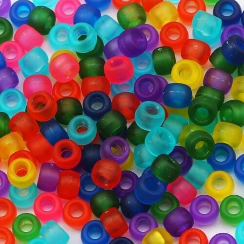100Pcs 6*9mm Mixed Color Matte Big Hole Spacer Acrylic Beads Handmade Garment Beads For Diy Clothing Sewing Crafts