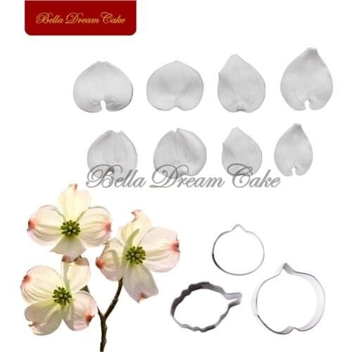 11pcs/set Dogwood Petal Veiner Silicone Molds Stainless Steel Cutter Mould Fondant Cake Decorating Tool DIY Handmade Cake Mold