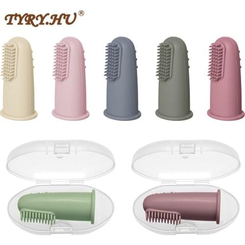 Baby Finger Toothbrush with Box Children Teeth Clear Massage Soft Silicone Infant Rubber Cleaning Brush Baby Dental Care Toothbr