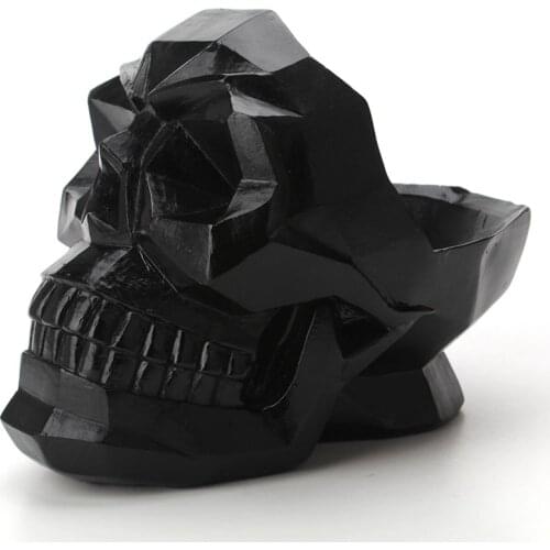 3D Geometric Skull Ornaments Resin Miniature Figurines Home Office Bar Desk Decor Phone Holder Table Skull Crafts Storage Box