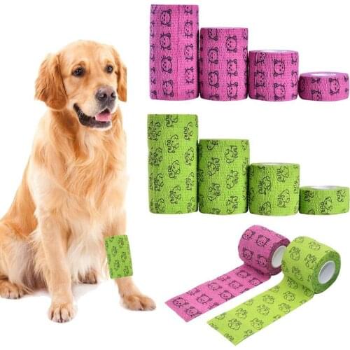 4 Rolls Highly Elastic And Breathable Cat Pet Printing Bandage Vet Wrap Elastic Breathable Self Adhesive Wrap Cohesive Bandage