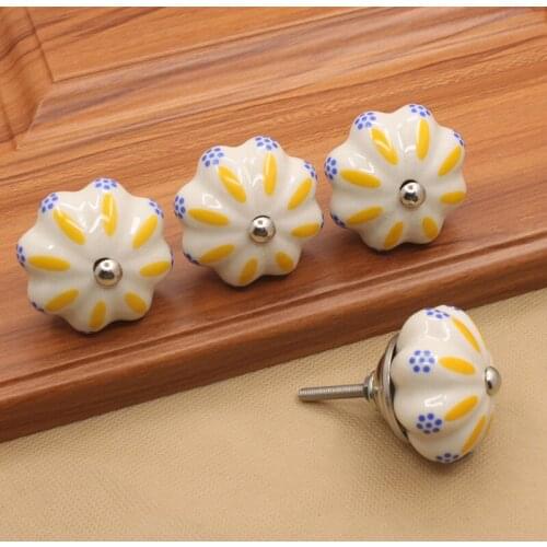 6pcs Ceramic Hand Painted Knobs for Dresser Drawer Cabinet Kitchen Cupboar Pulls Handles Vintage Furniture Knob Handle Hardware
