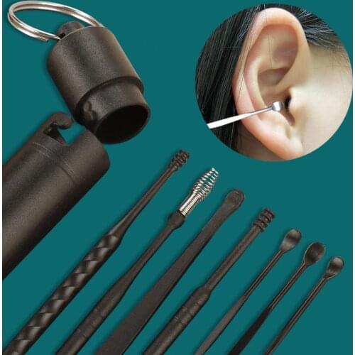 7Pcs Stainless Steel Earpick Ear Cleaner Spoon Ear Care Cleaning Tool Ear Wax Removal Kit Ear Wax Remover Ear Wax Removal Tool