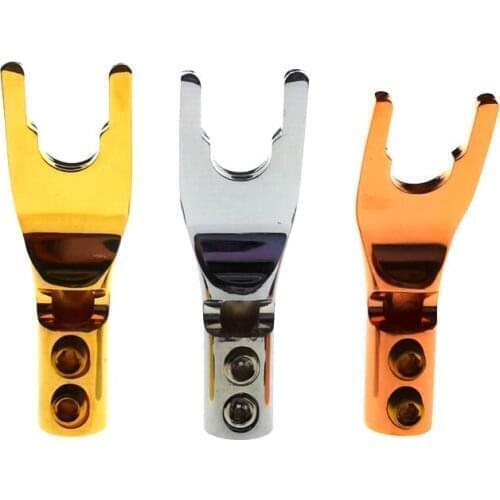 8Pcs Gold Plated Copper Banana Plugs U/Y Type High quality Banana Connector Speaker Wire Connector With double Screw locks