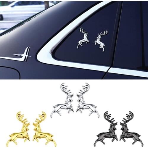 2pcs Car-styling 3D Metal Animal Pattern Car Stickers House Baratheon Emblem Universal Badge Window Door Waterproof Elk Decal