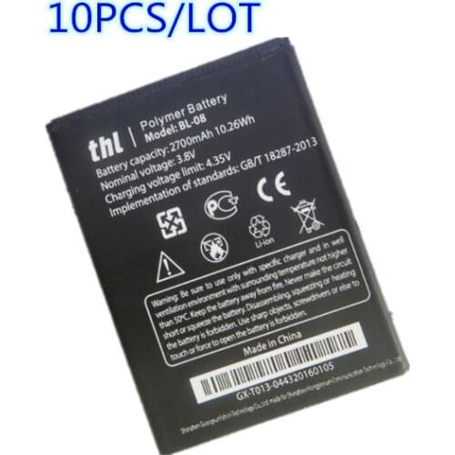 AZK 10PCS/LOT BL-08 Mobile Phone Battery For THL 2015 2015A BL-08 BL08 BL 08 Real 2700mAh Replacement Battery