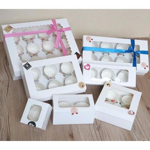 White 1/2 cup Cupcake Muffin Cake Boxes Party Shower cupcake inserts for cake boxes