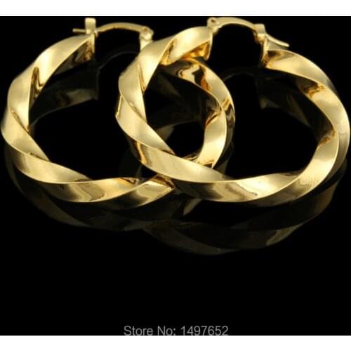 Big Size Ethiopian Gold smooth Hoop Earrings18K Gold Color Earrings African/Nigeria for Women Fashion Jewelry