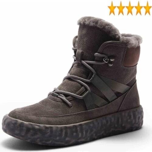 Snow Men Winter Brand Warm Waterproof Cotton Shoes High Quality Lace Up Platform High-Top Fashion Flat Ankle Boots