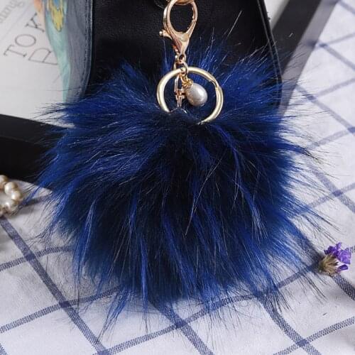 8-10CM Faux Fur Pom Pom Ball Key Chain Imitation Raccoon Fur Pendants Keychain Fashion Car Key Ring Cute Bag Charms Accessories