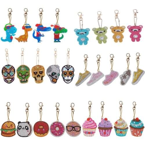 1-6pcs DIY Diamond Keychain Full Drill Special Shaped Diamond Painting Keychains Women Bag Pendant Jewelry Key Ring Embroidery