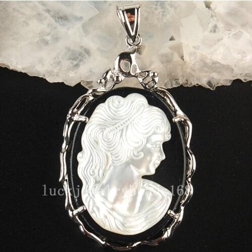 Free Shipping Fashion Jewelry 34x54mm Mother of pearl Shell Art Women Pendant Bead 1pcs C3686