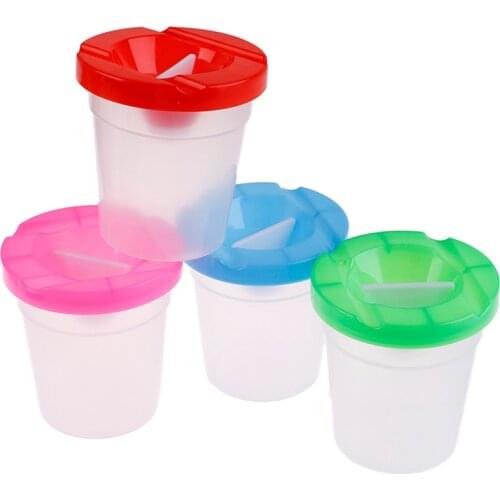 Hot DIY Children Washing Cup Writing Brush Cup Paint Cup Painting Handmade Accessories Random Delivery Water Leakage Prevention