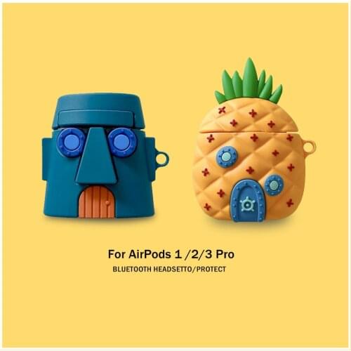 Cartoon anime 3D cute octopus house earphone case for AirPods 1 2 Pro Case, soft silicone wireless earphone protective cover