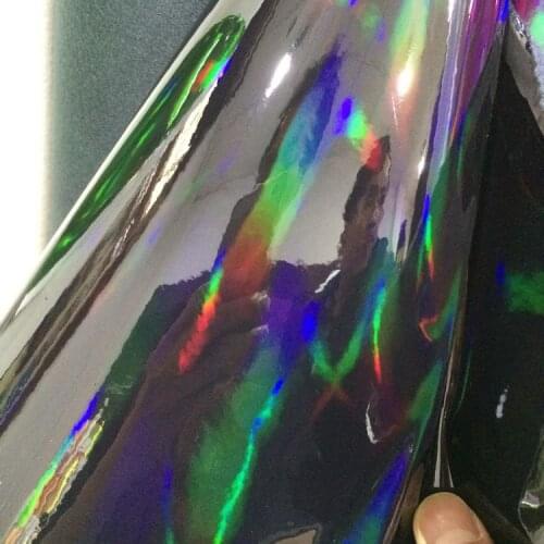 Black synthetic PU mirror Holographic fabric leather material for handbag