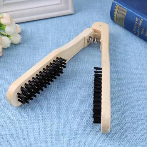 Wooden Hairdressing Comb Double Brushes V Type Straight Hair Brush Anti-static Hair Straightener Tool Hairbrushes