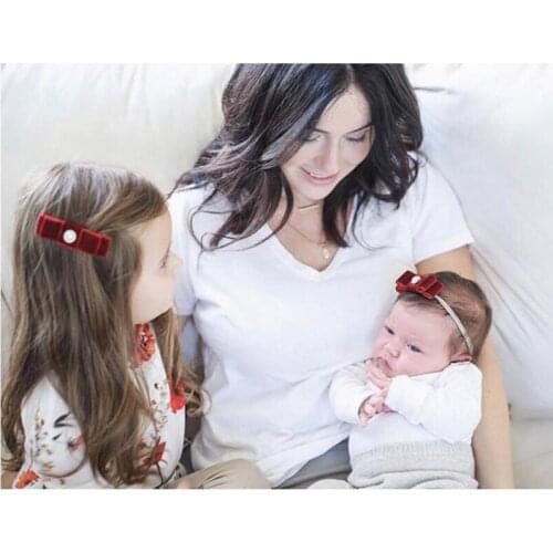 Baby Velvet Hair Accessories Pearl Headband For Girls Tie Knot Hair Clips Infant Prom Hairbands Traceless Newborn Photo Props