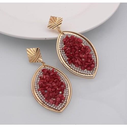 Statement Vintage Bohemia Gold Drop Dangle Earrings for Women Beads Handmade Crystal Geometrical Accessories Big Earrings Green