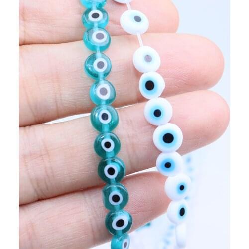 Eruifa 30pcs 6mm Flat Colored Glaze Beads Charms Pendant Jewelry DIY Hand Making Earring Necklace Bracelet More Colors