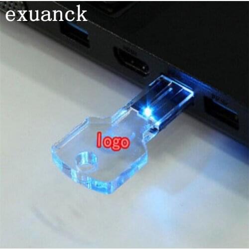 Exuanck usb drive Hot LED transparent DIY LOGO KEY USB model 2.0 Memory flash stick pen drive (30pcs free logo)