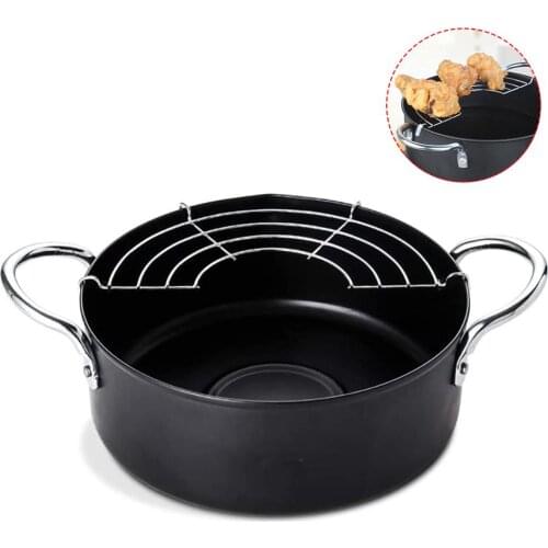 20cm Japanese Style Deep Frying Pot Tempura Frter Pan Fried Chicken Pot Cooking Tools Kitchen Utensil