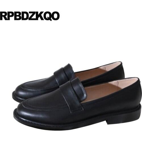 China round toe chinese designer shoes women luxury 2019 shallow black brand loafers flats slip on ladies genuine leather white