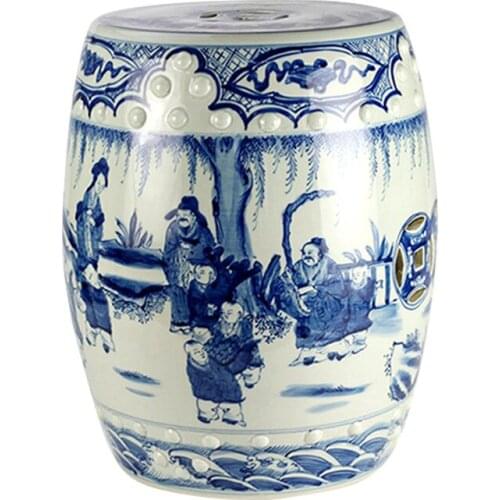 Jingdezhen Ceramic stool Chinese Hand Painted Blue And White Figure Drum Toilet home decoration Porcelain ceramic Stool