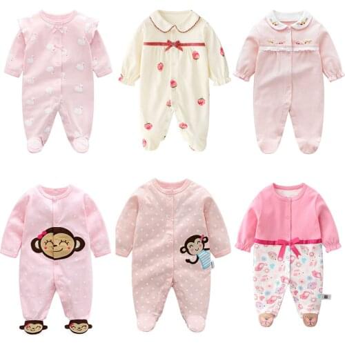 Autumn Newborn Baby girls clothes pink princess baby girls rompers long Sleeve clothing roupas infantis menino Overalls Costume