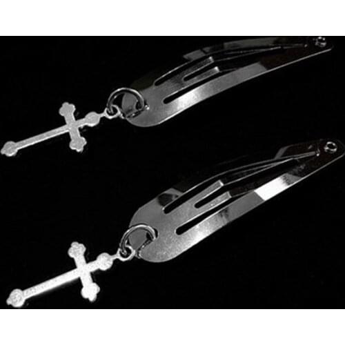 2Pcs Hiphop Rock Goth Metal Cross Hair Clips for Girls Female Egirl Fashion Hair Accessories Punk Hair Pins Headwear Jewelry