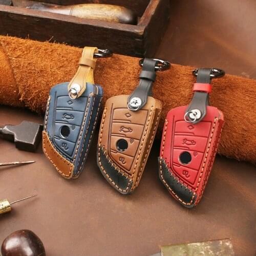 Leather Car Key Case Cover Protector Shell For BMW X1 X3 X4 X5 F15 X6 F16 G30 7 Series G11 F48 F39 520 525 218i 118i 320i f30