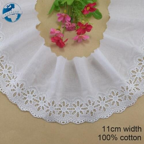 11cm width 100% Cotton embroid lace sewing ribbon guipure trim fabric warp knitting DIY Garment Accessories wedding lace#3308