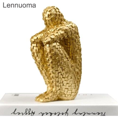 Lennuoma Mosaic Character Model Thinking Sculpture Resin Crafts Home Decoration Living Room Statue Decorative Accessories